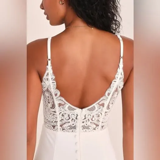 Lulus Forever a Fairytale White Lace Sleeveless Maxi Dress – Approx Size XL - Image 3