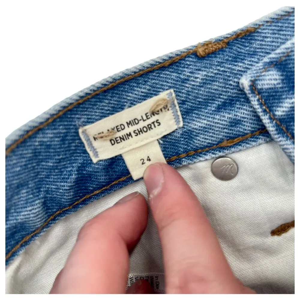 Madewell Light Blue Wash Relaxed Mid-Length Denim Short Women's Sz 24 - Image 8
