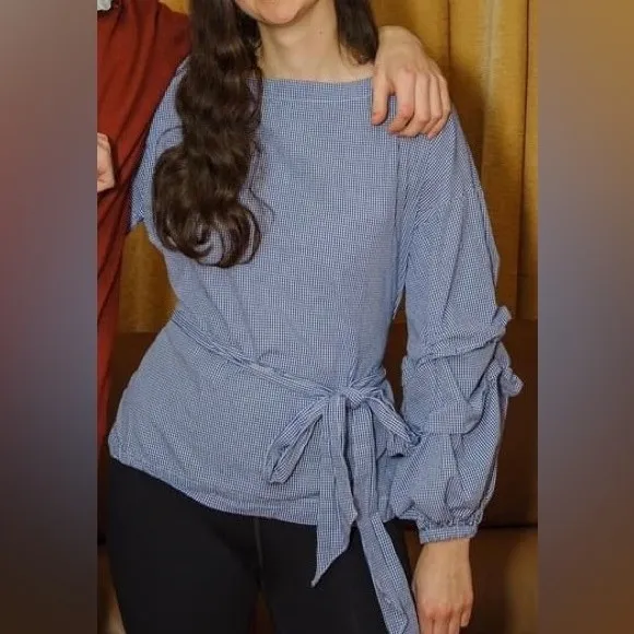 Max Jeans Dramatic sleeve gingham blouse size S - Image 2