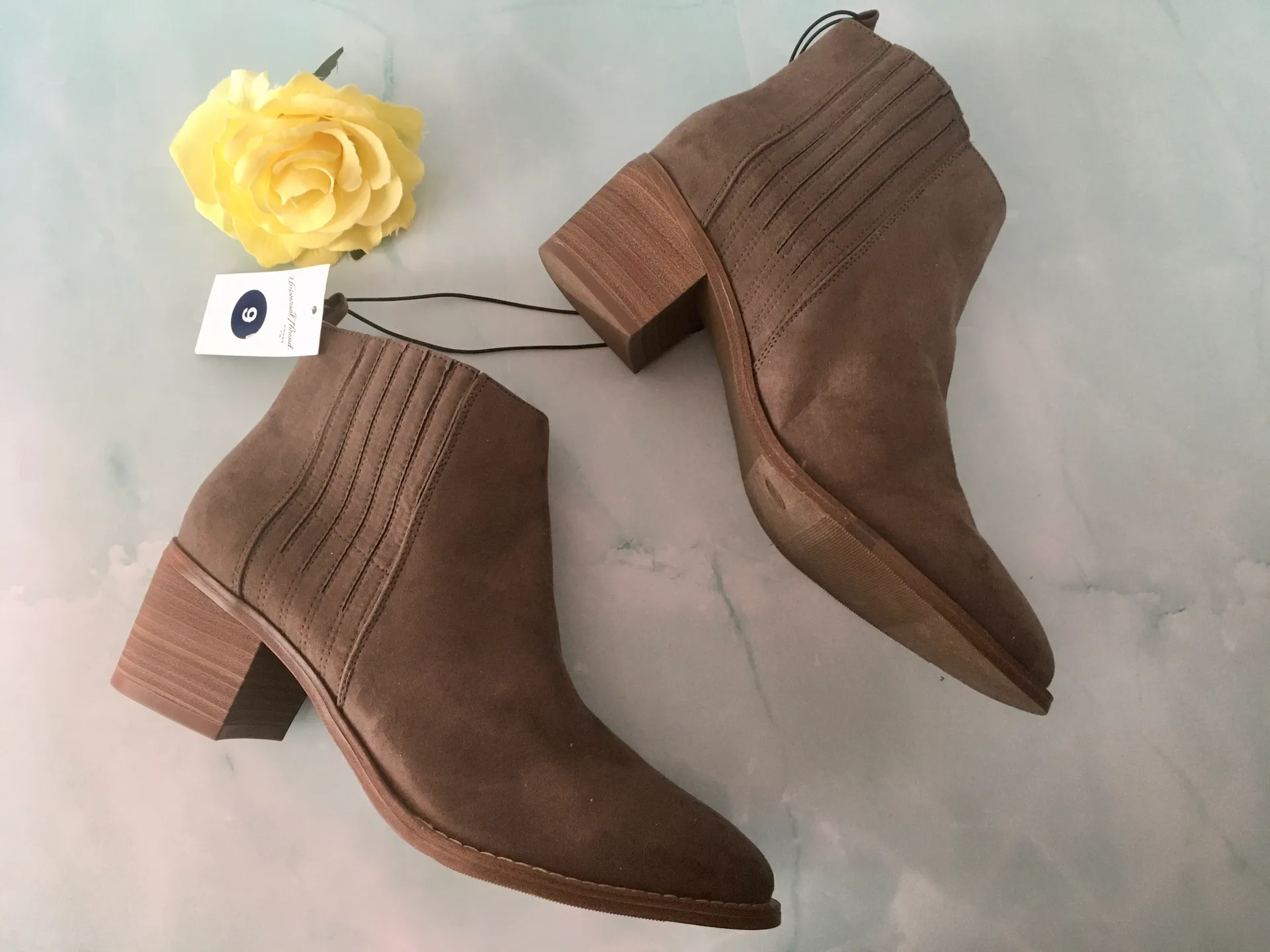 Suede Ankle Boots, Size 9 Brown - Image 2