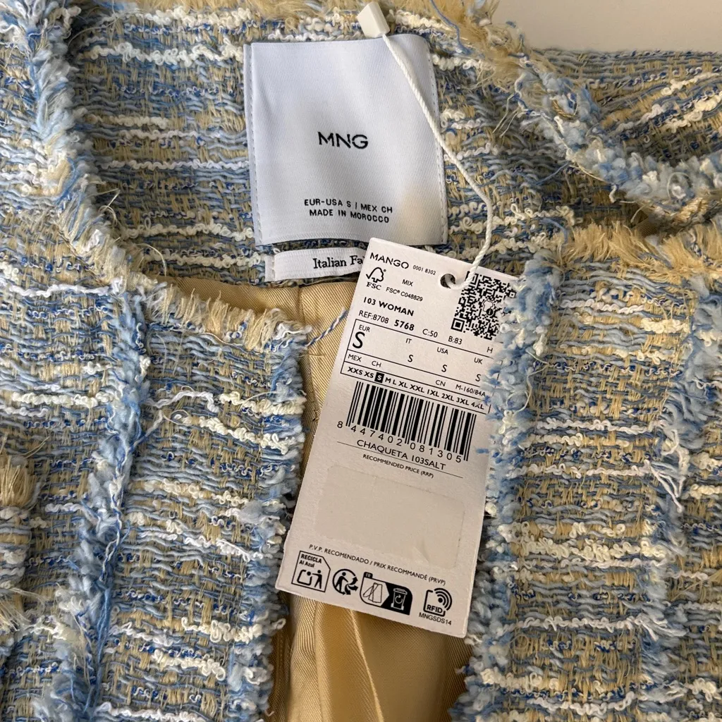 NWT Mango Tweed Jacket with Frayed Ends - Image 8