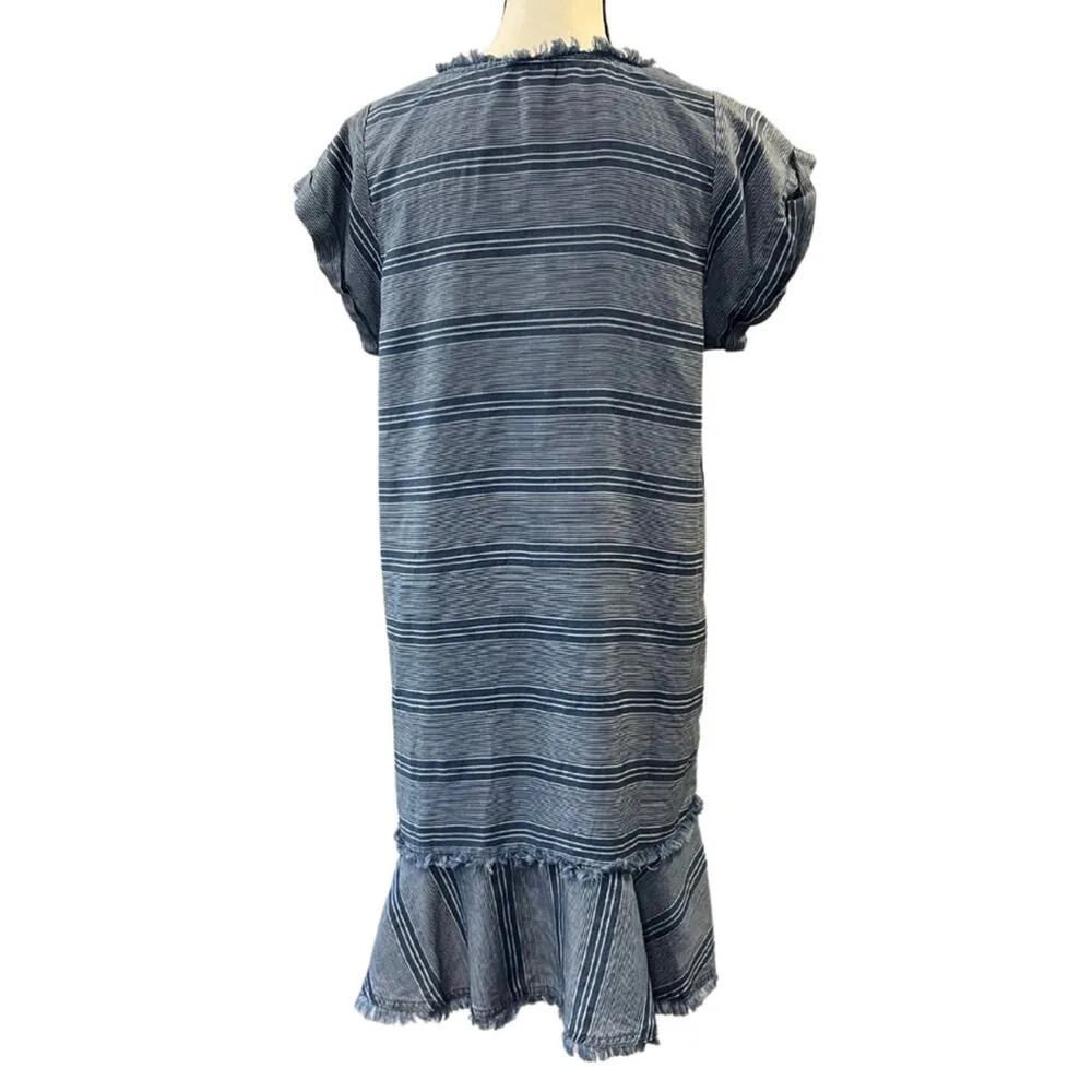 Saks Fifth Avenue Women's Striped Sheath Denim Dress Size L - Image 2