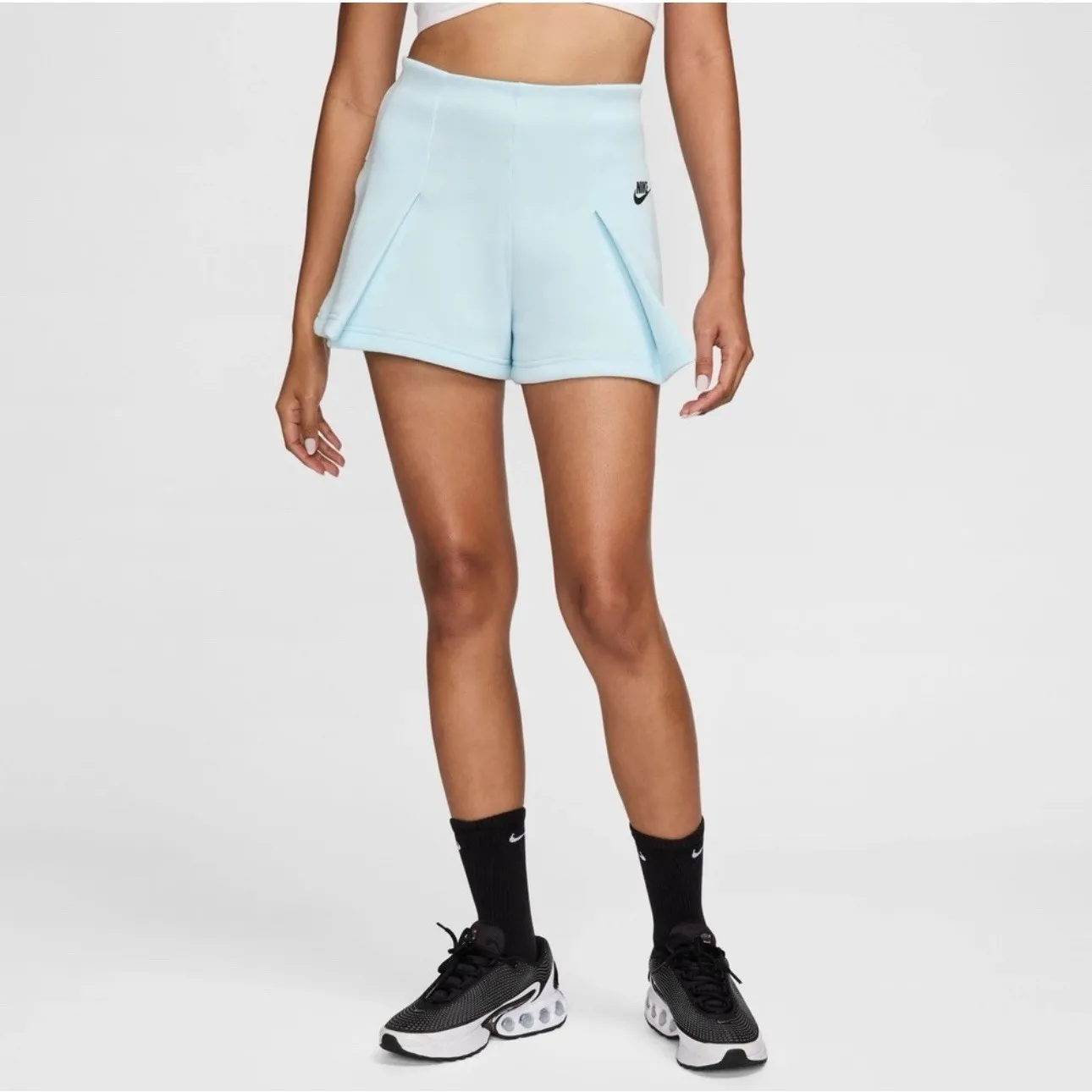 Nike High Rise 3" Shorts L Light Blue Pleated Tenniscore‎ Y2K Athleisure NWT - Image 2