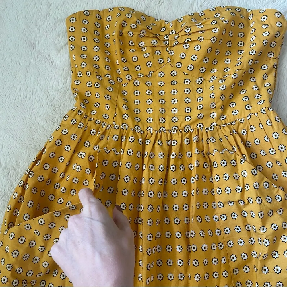 Girls From Savoy Anthropologie Yellow Bandana Print Strapless Dress - Image 4