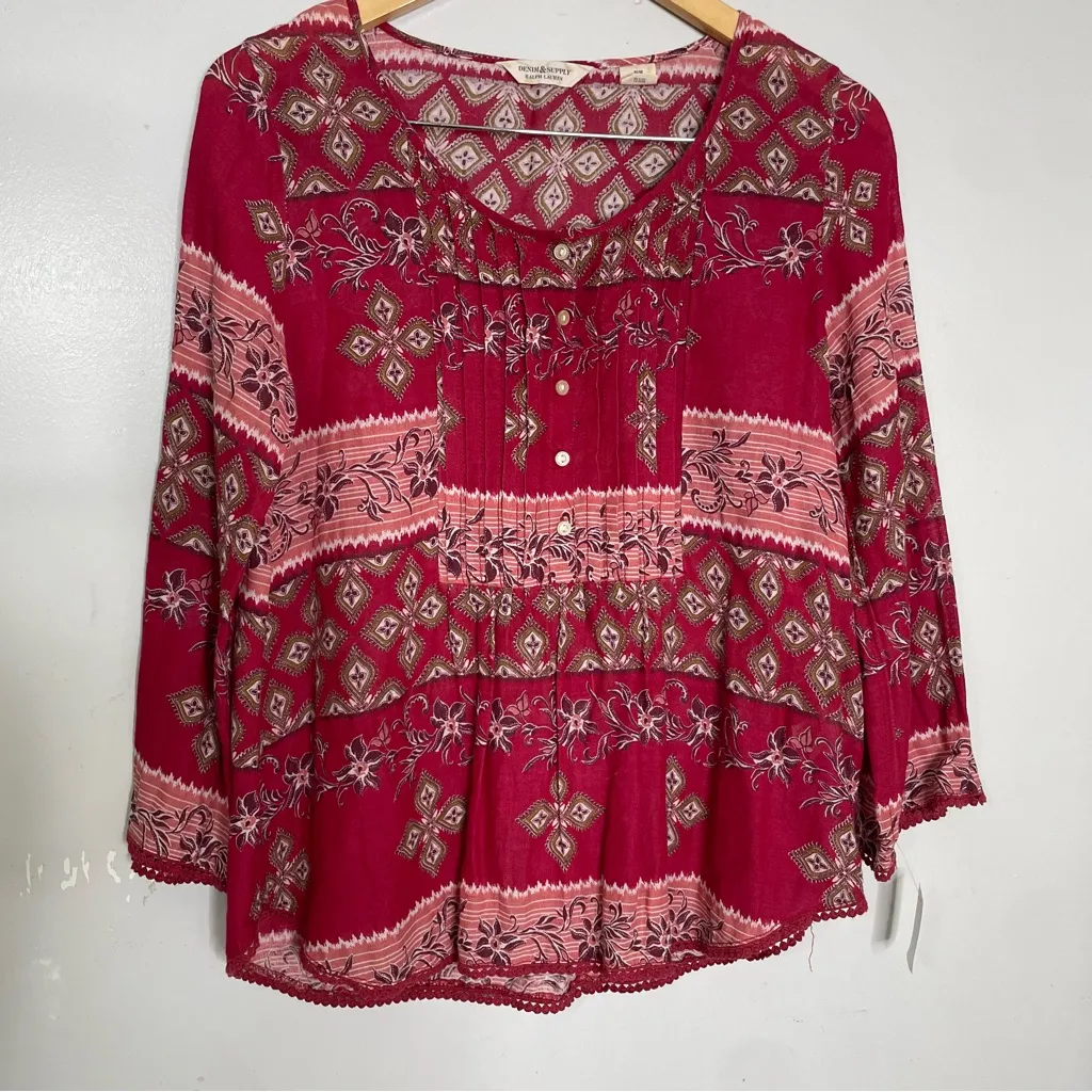 Vintage Ralph Lauren Denim & Supply Floral Western‎ Boho indie Blouse Medium - Image 2