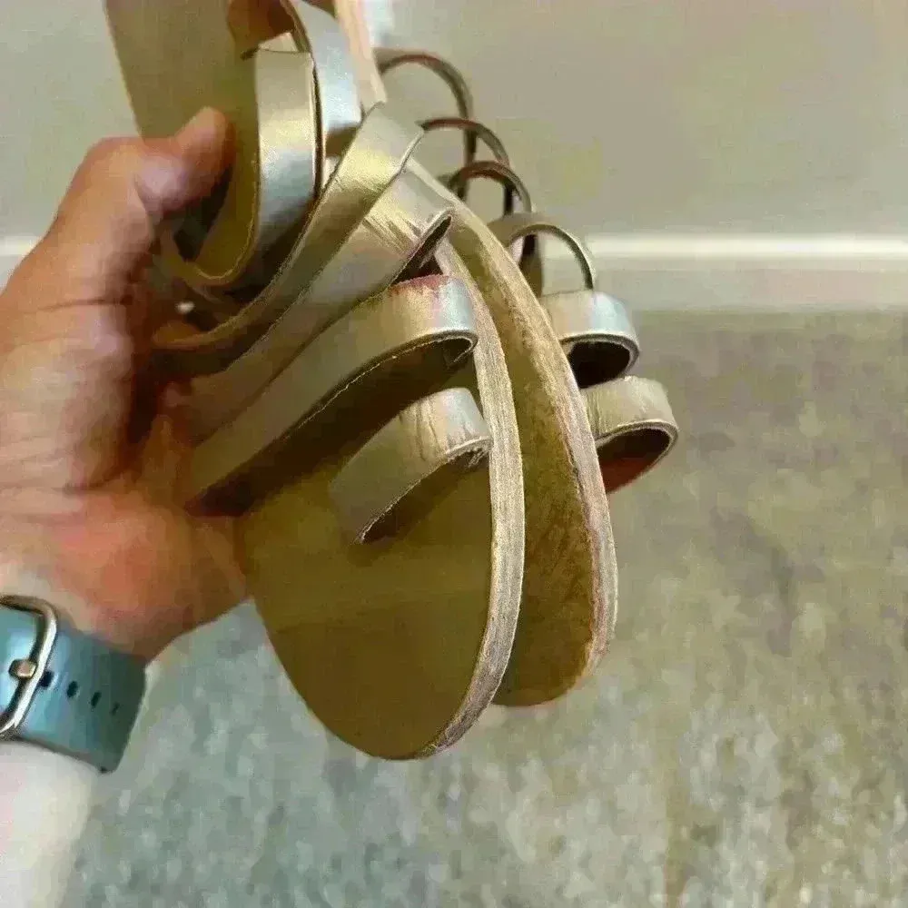 Ancient Greek Sandals Slides Strappy Gold Size 40 Light Gold - Image 8