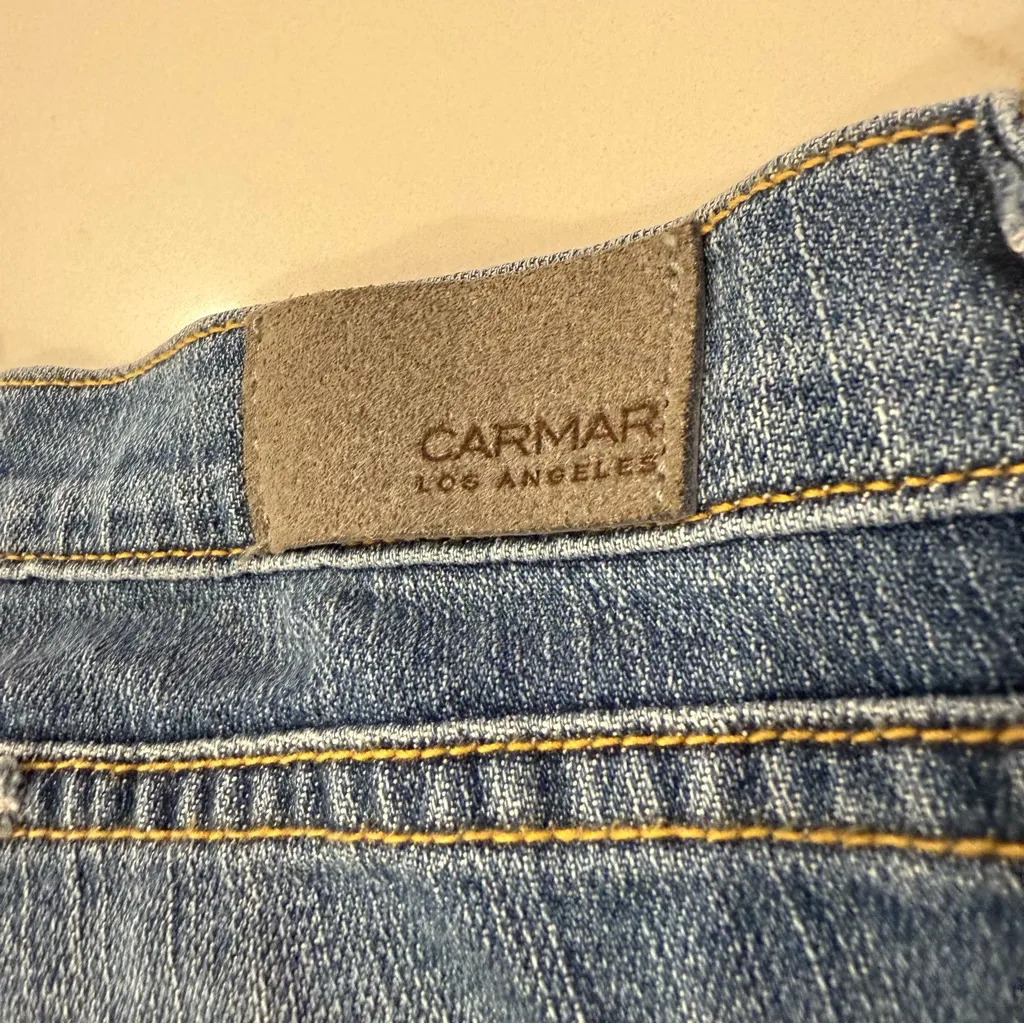 Carmar Kaveri Ryan Denim Jeans Two Star Patches Women’s 28 Blue Distressed Slim - Image 7