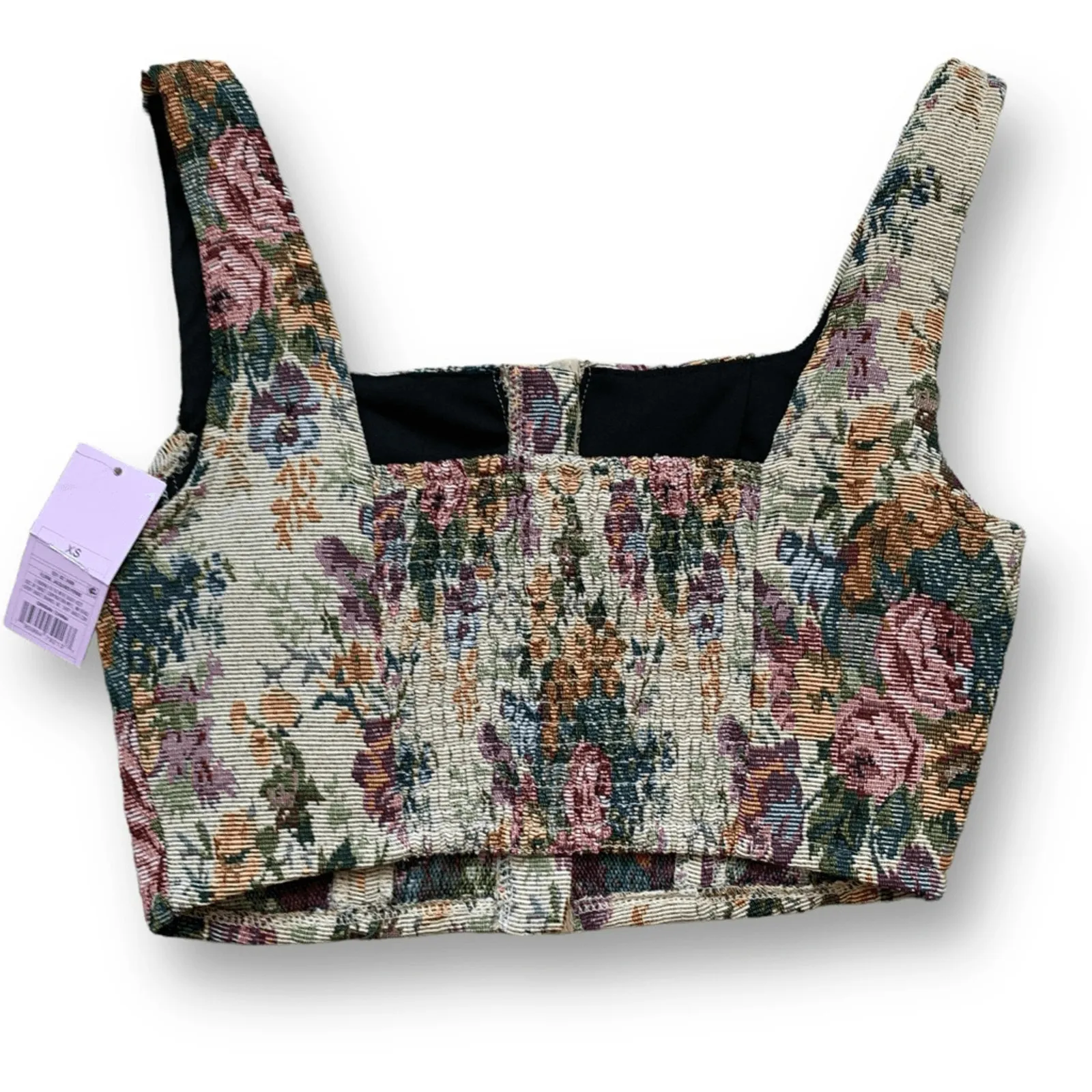 Wild Fable Tapestry Floral Corset Crop Top Square Neck Front Hook XS New Fairy - Image 2