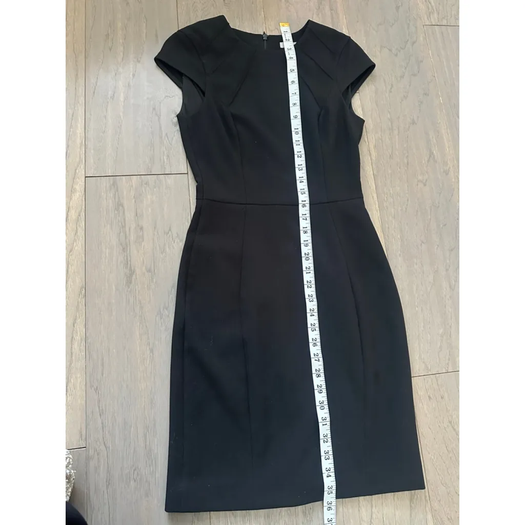 H&M black fitted sheath Midi dress with cap sleeves. Size US 0 - Image 11