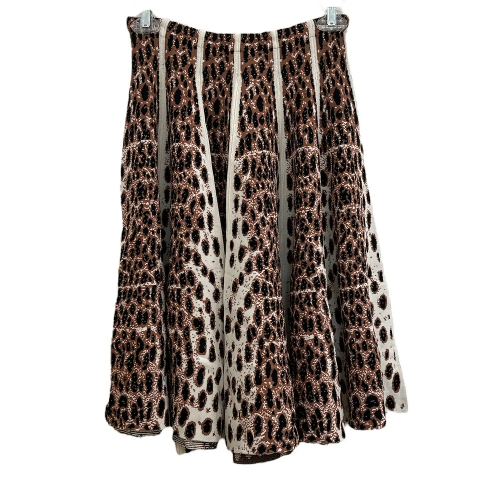 NWT Gianni Bini Leopard Print Pleated Knit Swing Skirt Cheetah Animal Print XS/S - Image 2