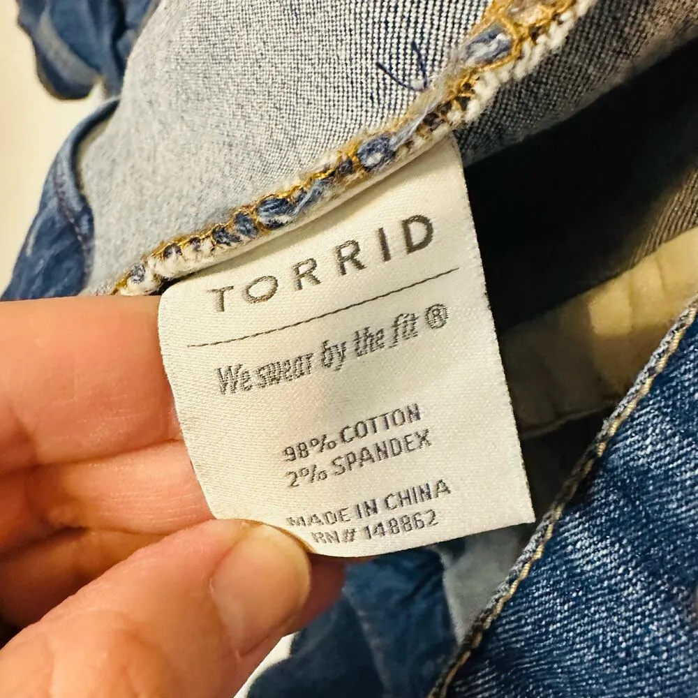 Torrid Denim Medium Distressed Long Sleeves Cotton Jeans Jacket Size 3X - Image 7