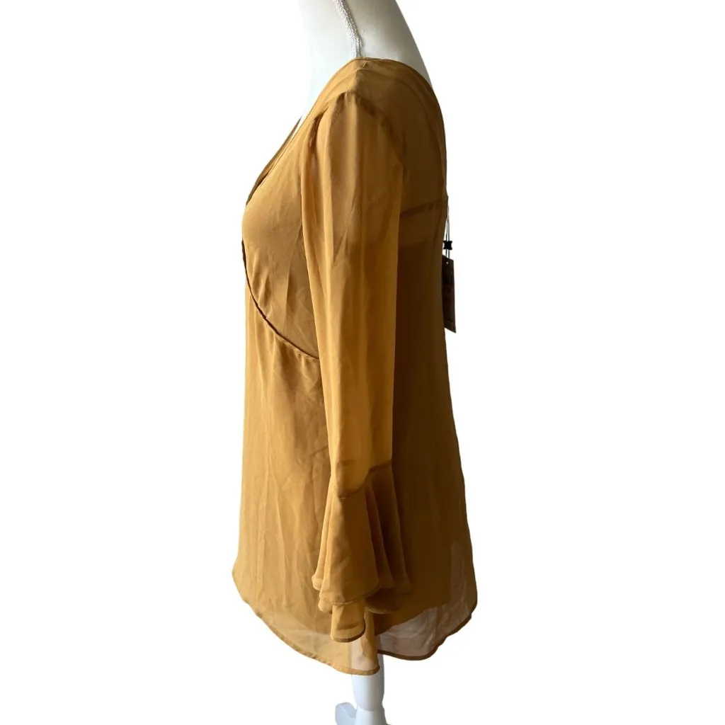 BCBGENERATION Camel Tan Peasant Dress Size XXS NEW - Image 2