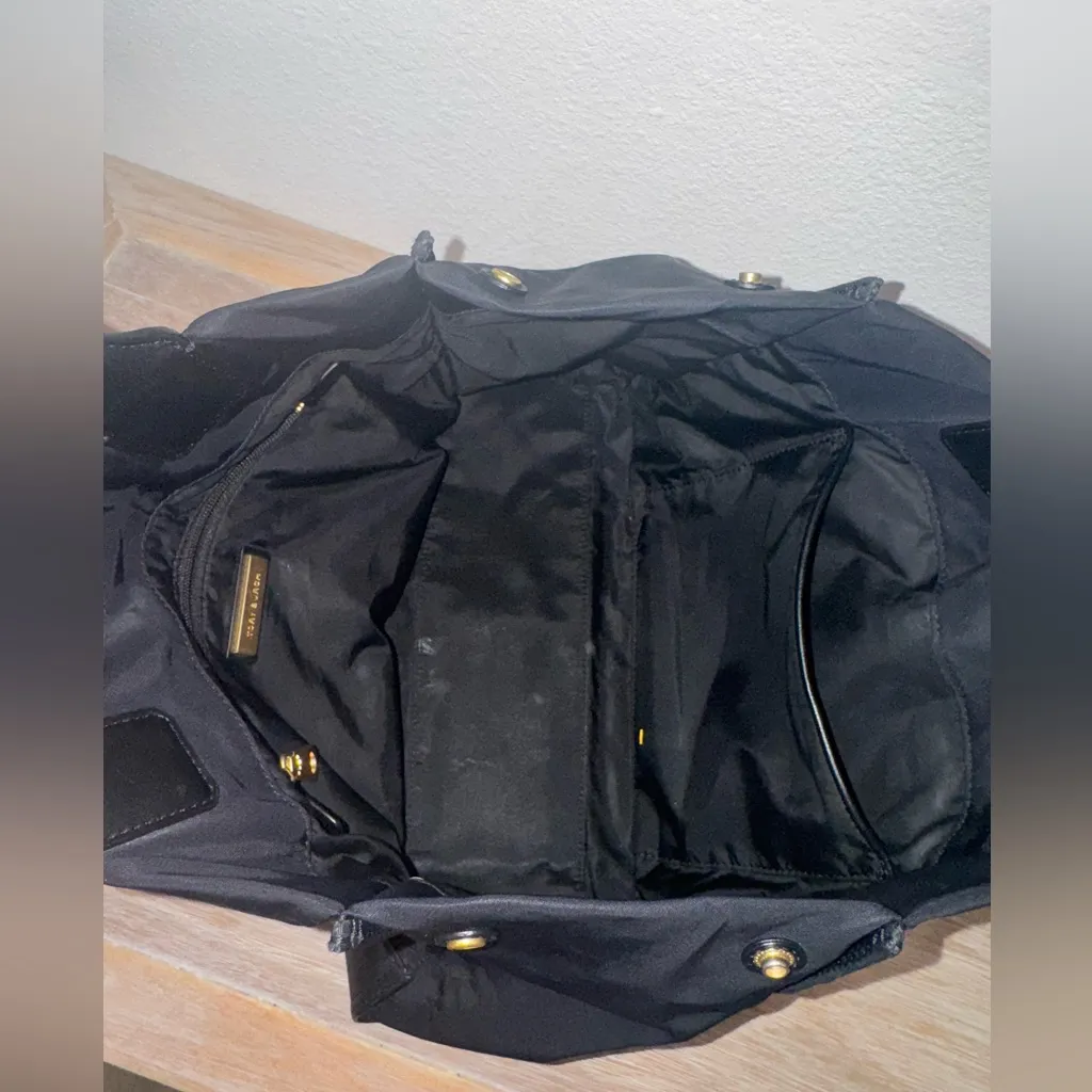 Tory Burch Black With Gold Nylon Small Ella Tote Handbag Women’s Purse Bag - Image 11