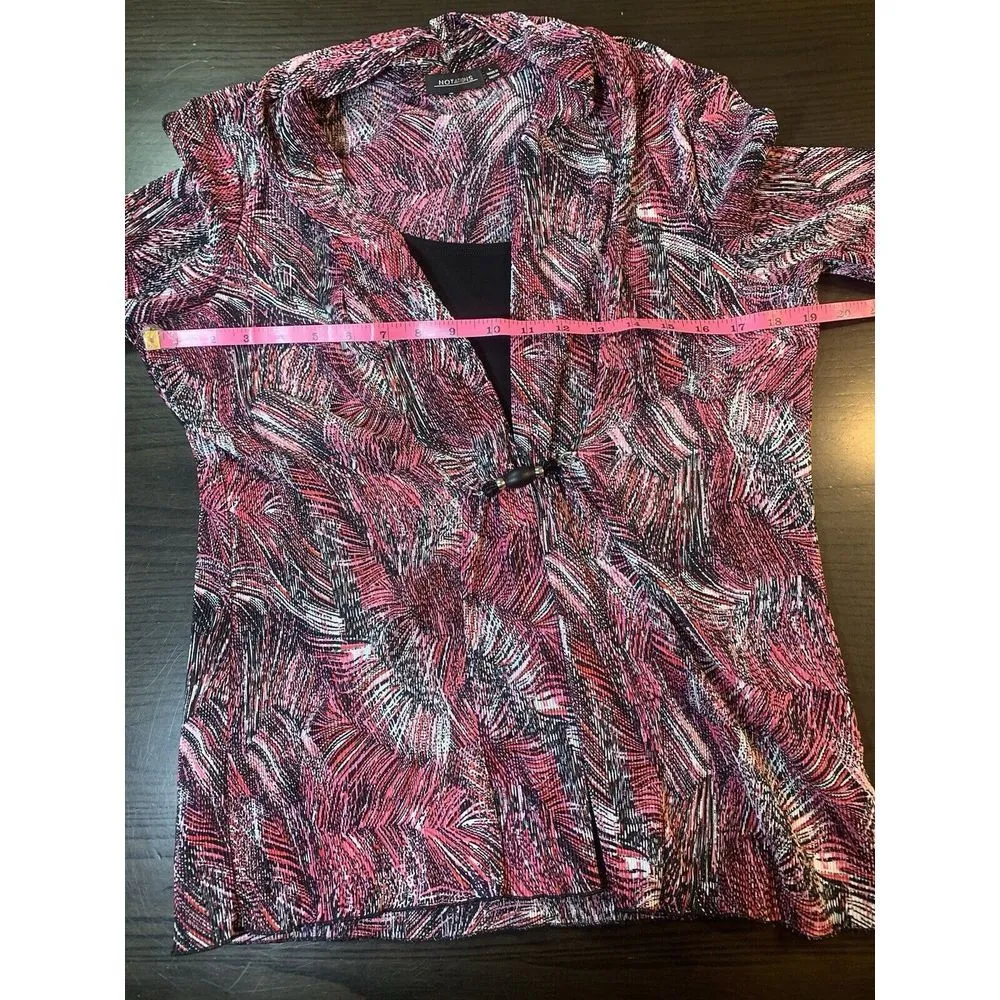 Notations Whimsigoth Top Womens Large Black Pink Beaded Stretch Office‎ Church - Image 7