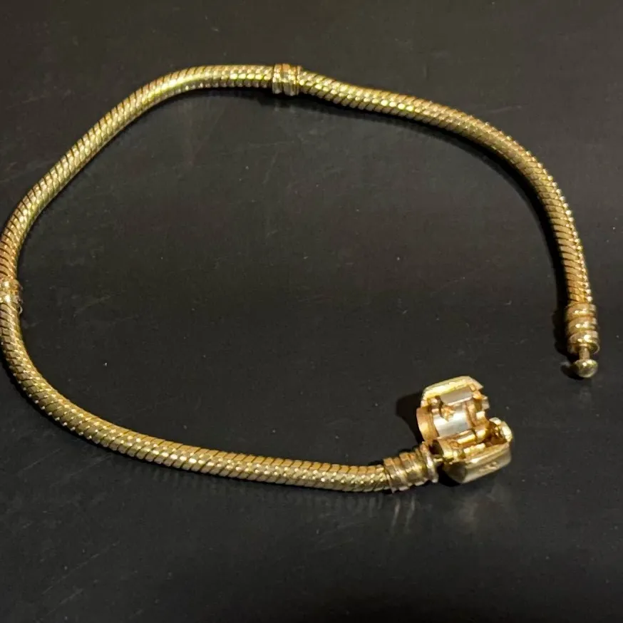 Pandora RARE! Authentic  Solid 14K Gold (585) Charm Bracelet-18.55 Grams - 7.5 In - Image 4