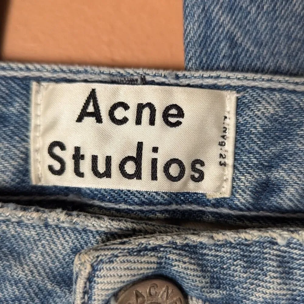 Acne Studios Pop Trash Crop Distressed Jeans Light Wash Size 34 - Image 3