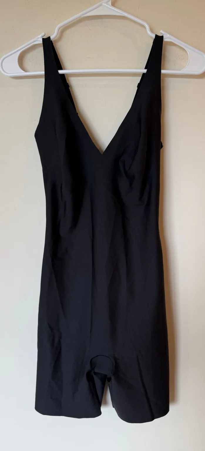 Skims Shapewear Bodysuit Womens L Black Compression Open Gusset Adjustable Strap - Image 1