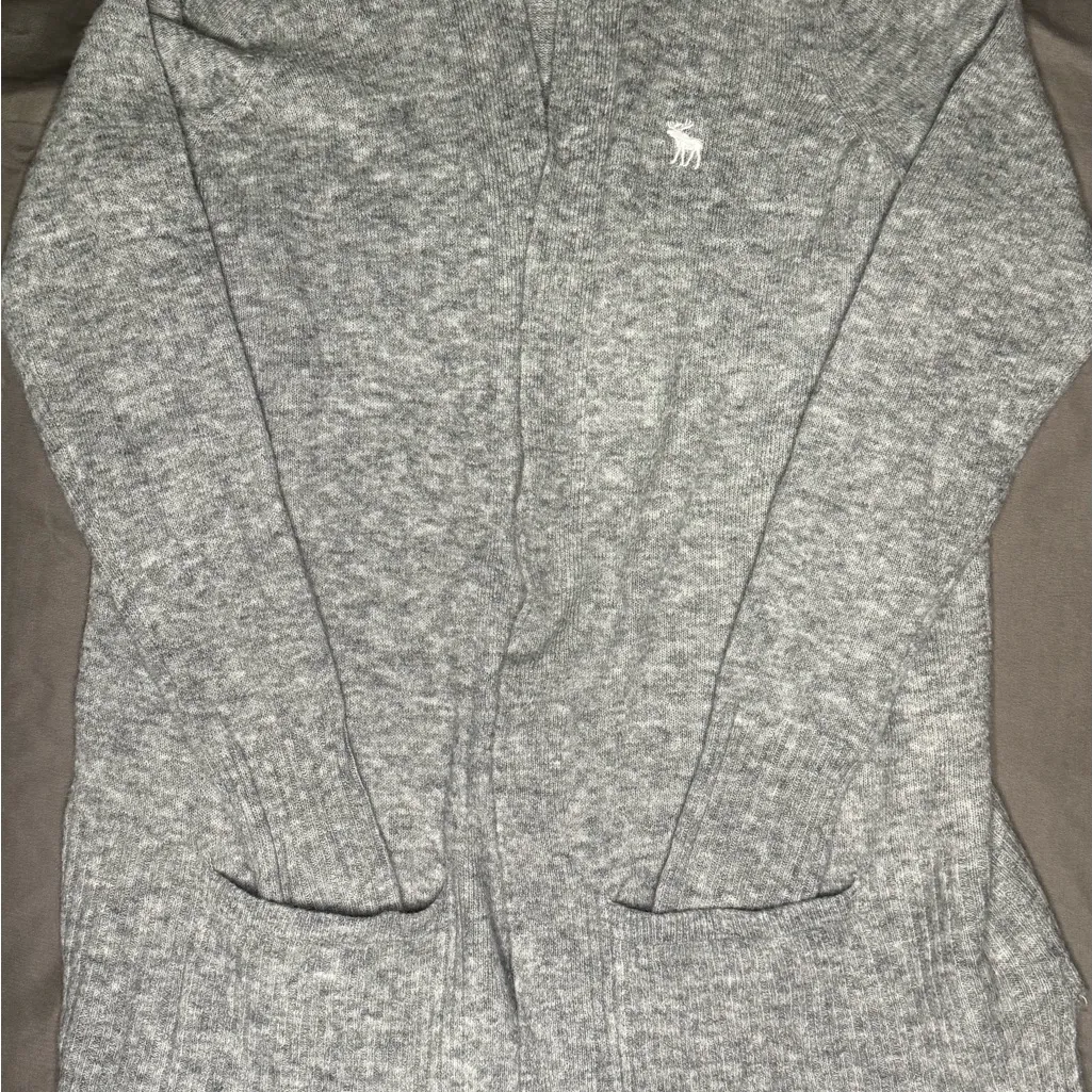 Abercrombie & Fitch Women’s Cardigan Open Front Long Duster Soft Gray Size M EUC - Image 6