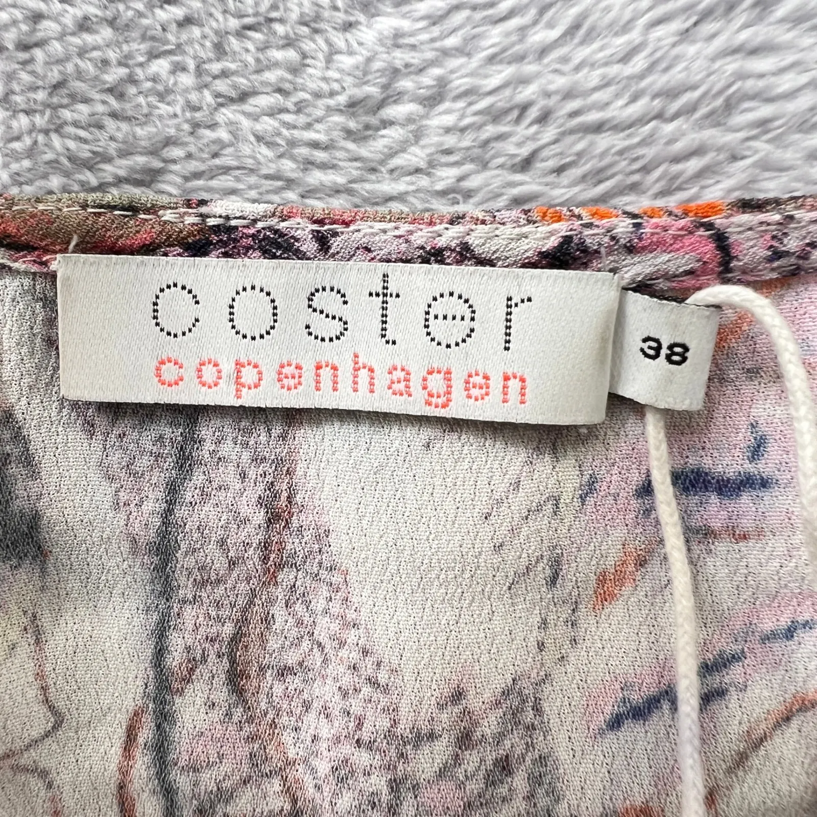 Coster Copenhagen Floral Print Dress‎ Pink Orange Boho Pockets Long Sleeve 38 M Size 8 - Image 4