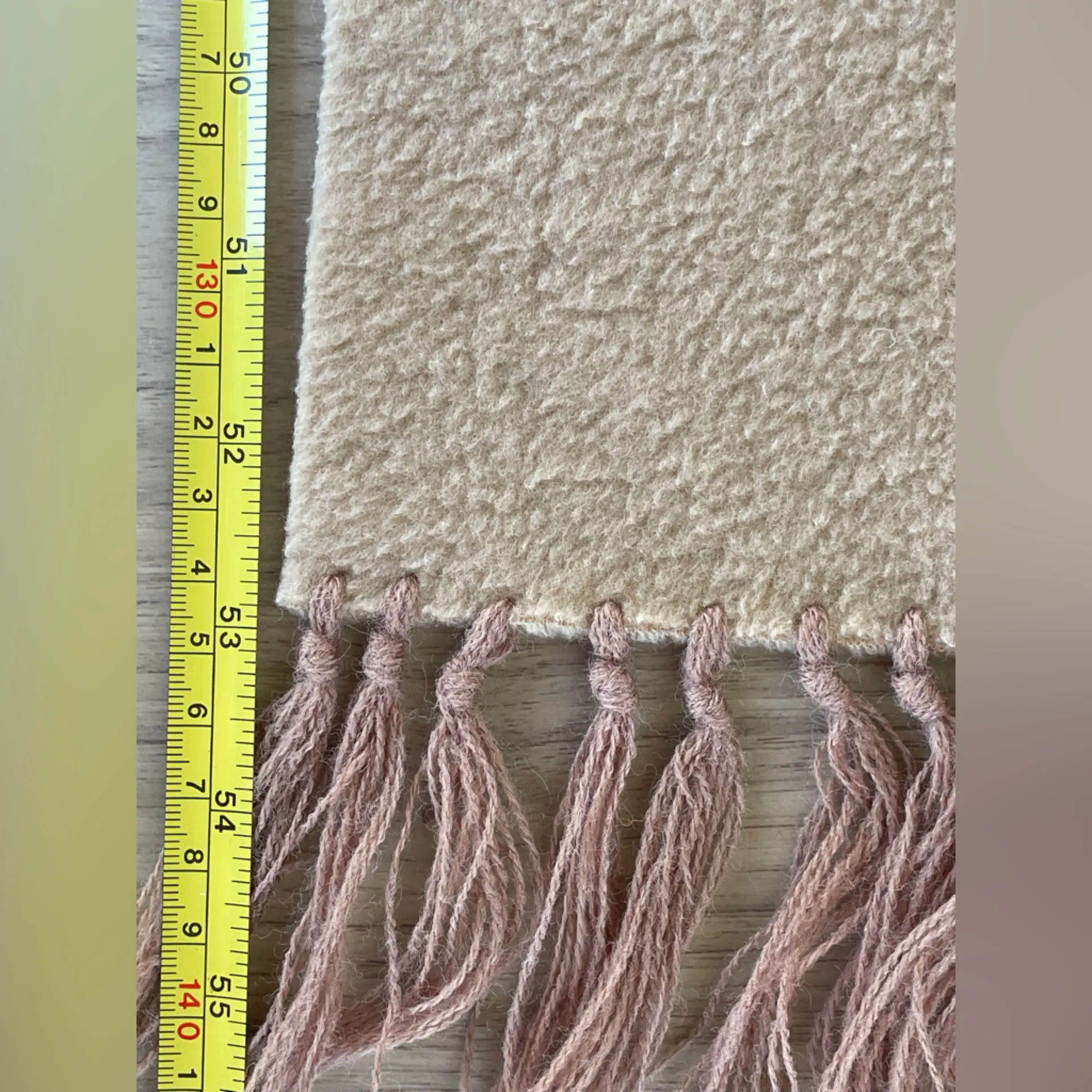 L.L. Bean Beige Fringed Scarf Tan - Image 2