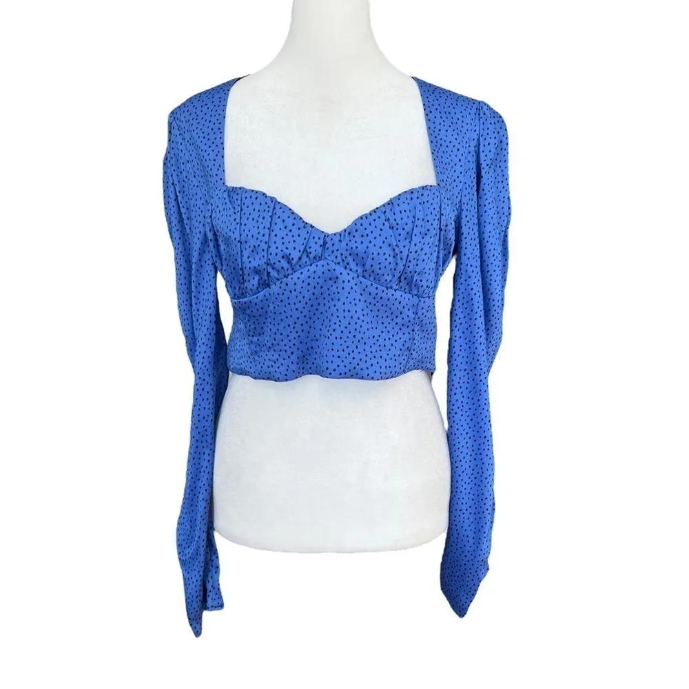 ZARA Black and Blue Polka Dot Crop Top - Image 5