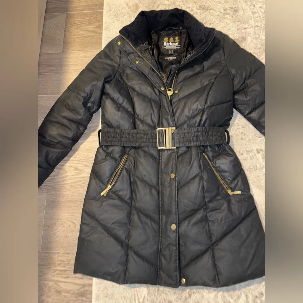 Barbour International Black Belted Puffer Jacket - Image 2