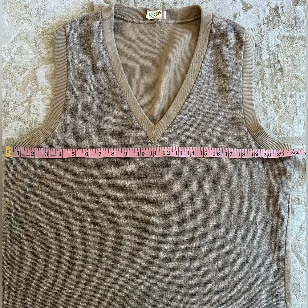 Vintage 70s Brown Knit Sweater Vest L - Image 8