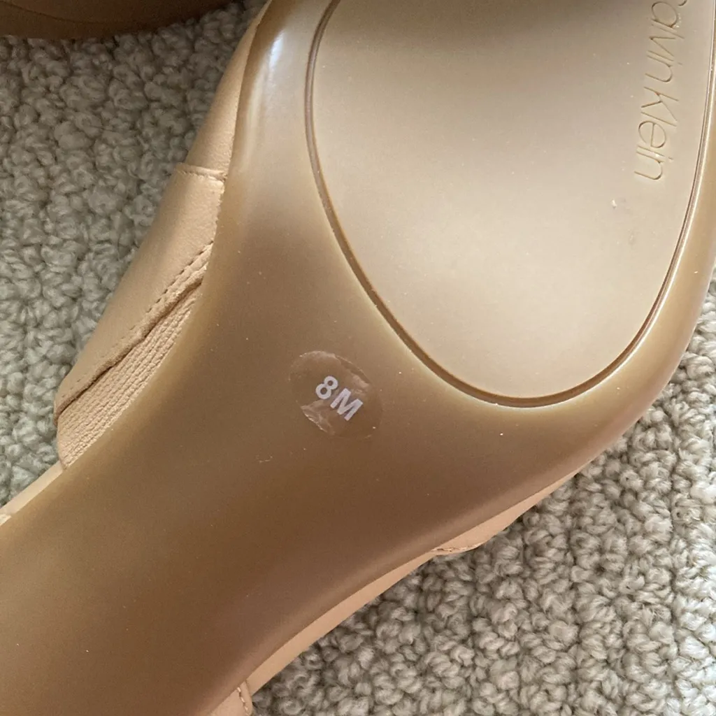 NEW Calvin Klein Slingback Nude Pumps Heels Wrap Around Kitten Mary Janes Sz 8 - Image 7