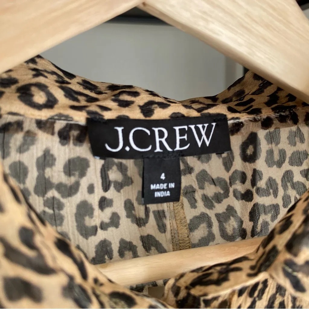 NWT J. Crew Sheer Leopard Print Button Up Shirt - Image 4