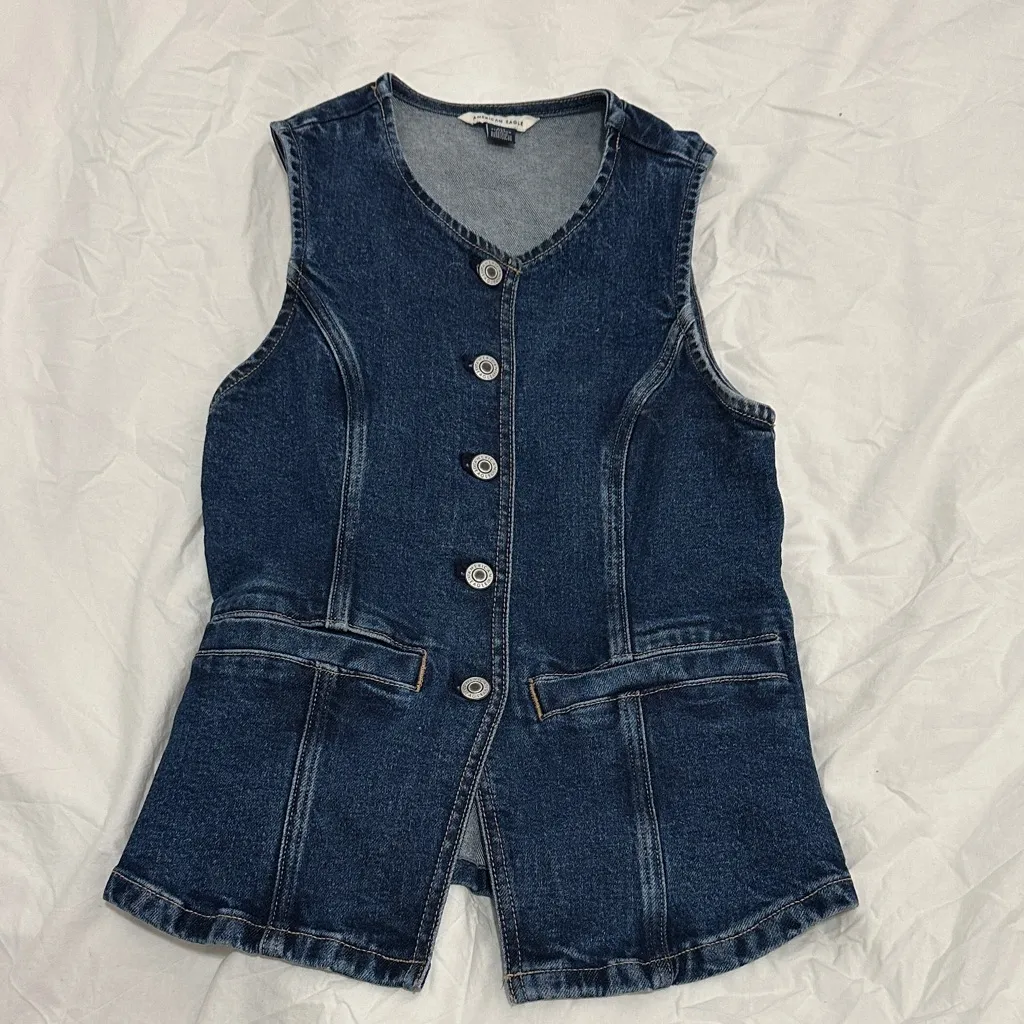 American Eagle Outfitters Blue Denim Top - Image 3