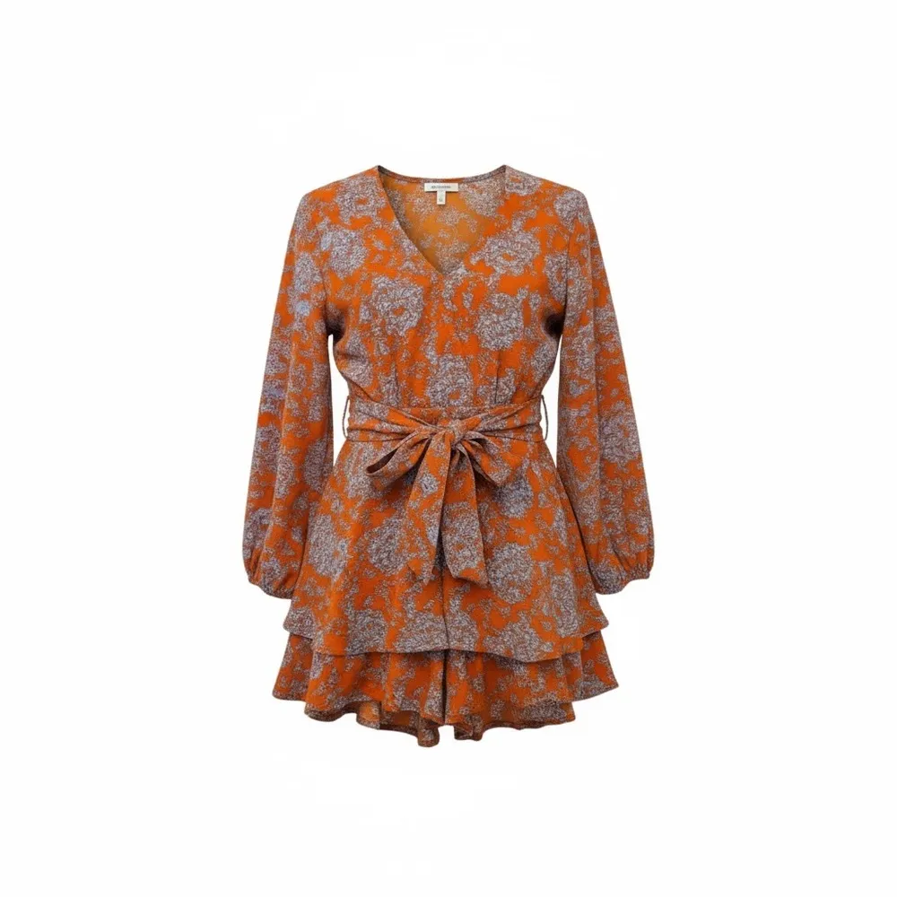 Pretty orange and blue long sleeve romper Size M - Image 4