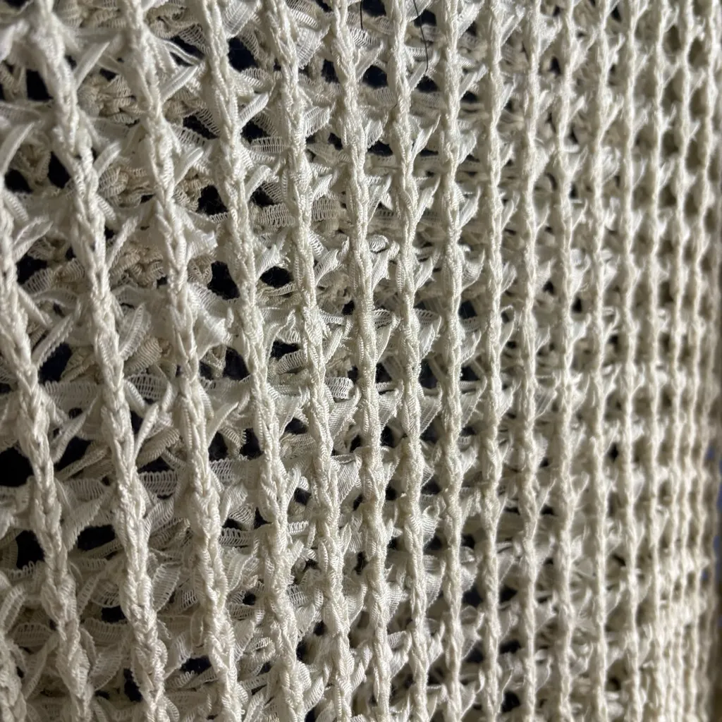 POL Cream V-Neck Sweater with Mesh Knit - Image 3