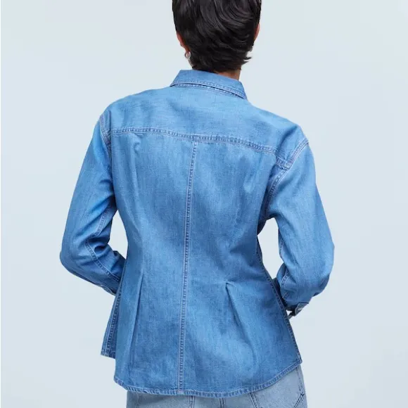 Madewell Chambray Denim Darted Button-Up Long Sleeve Shirt XS - Image 5