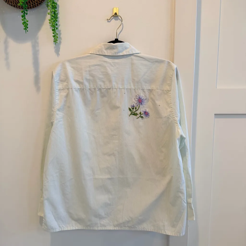 Draper's & Damon's Petites Vintage Cotton Blend Cottagecore Womens ButtonDown PM - Image 8