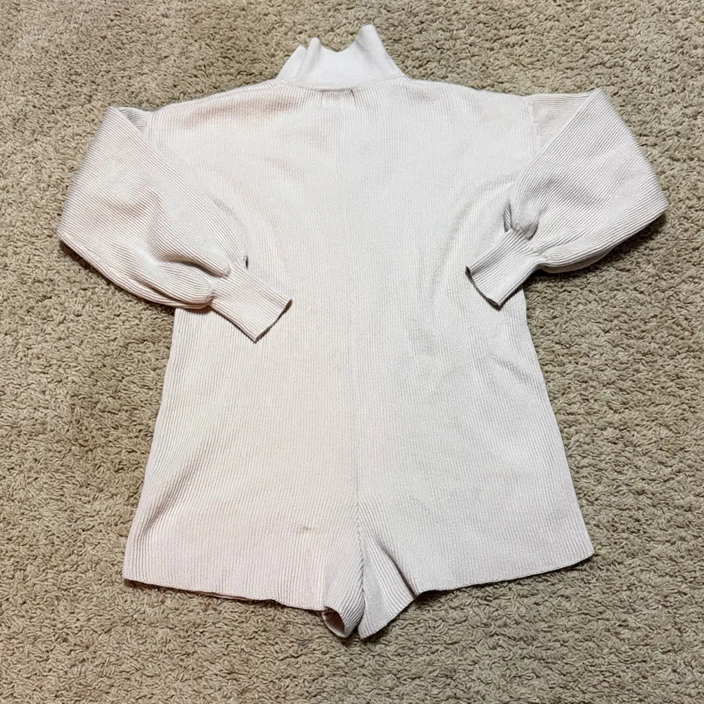 Sabo Cream Ribbed Playsuit - Image 6