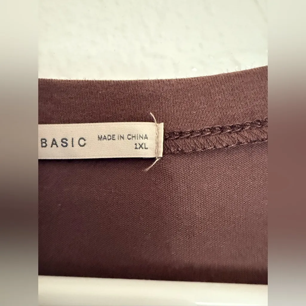 Active Basic Women’s Blouse Brown Round Neck Long Sleeve Top Shirt Size 1XL NEW - Image 8