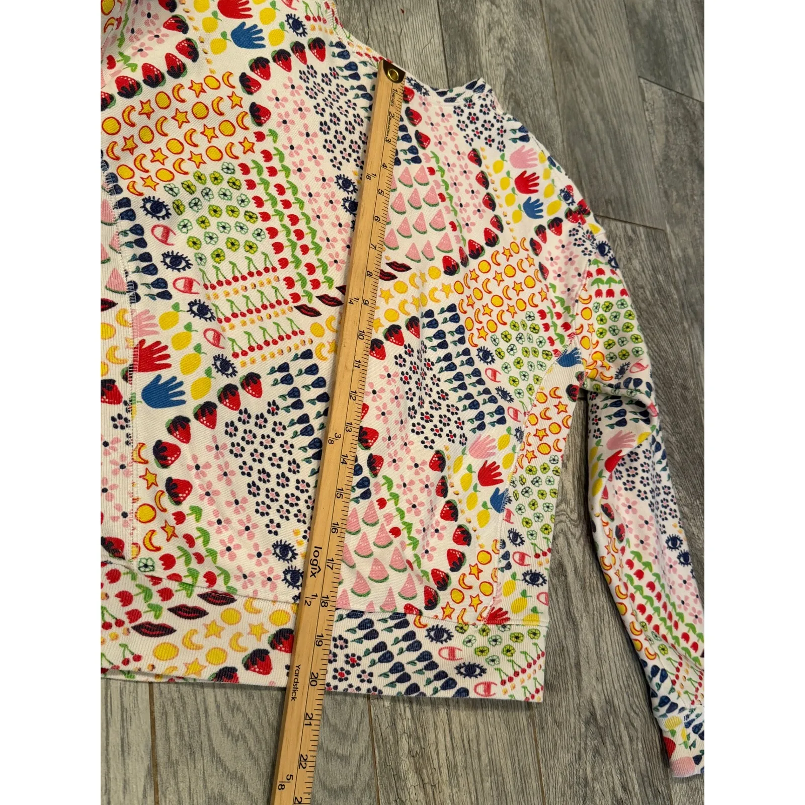 Champion Reverse Weave Sweatshirt Womens Small AOP Fruit Colorful Food Vintage - Image 6