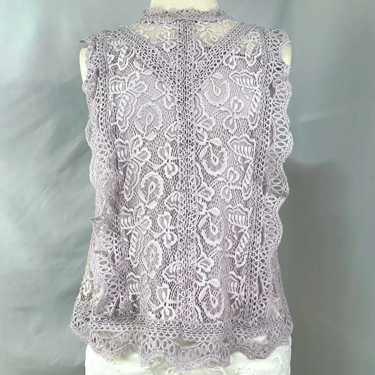 ADIVA Lilac Purple Lace Ruffles Tank Top Women M Coquette Fairycore Western Boho Size M - Image 2