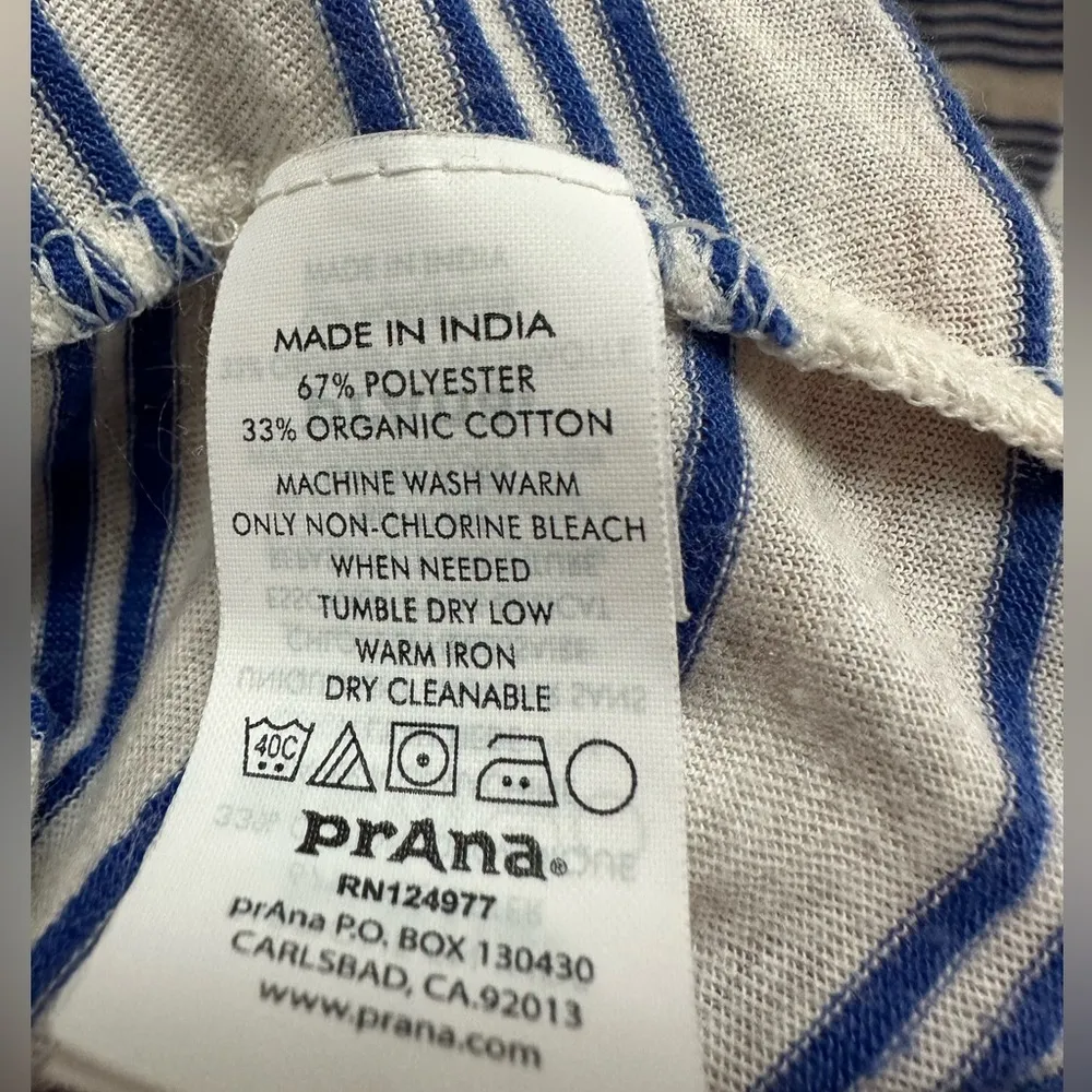 PRANA long sleeve blue striped hoodie shirt size XL - Image 4