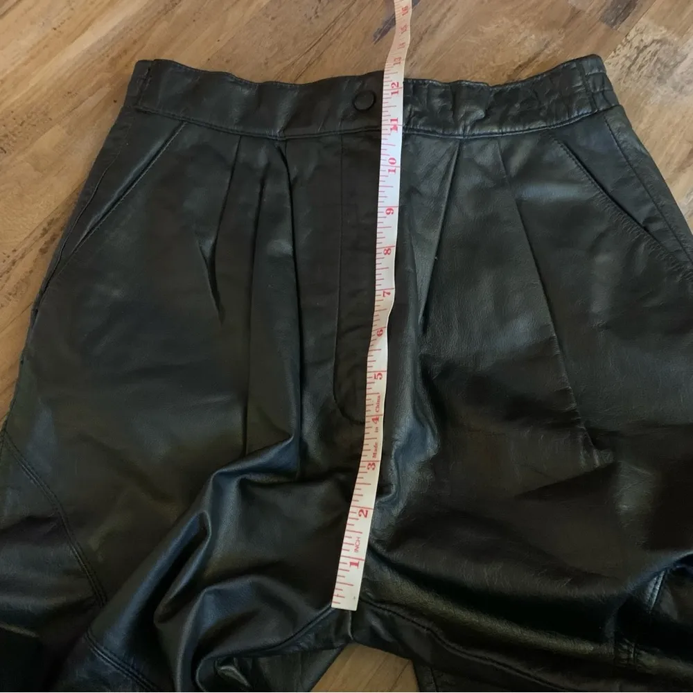 Vintage 80s/90s Peorgee Sport Black Leather High Waist Pants Size 4 26 - Image 7