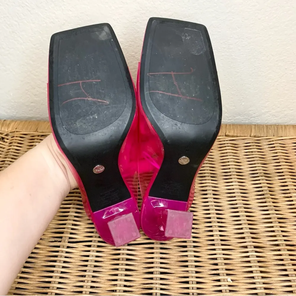 Zara Hot Pink Lucite Square Toe Mule Heel Size 40 - Image 8