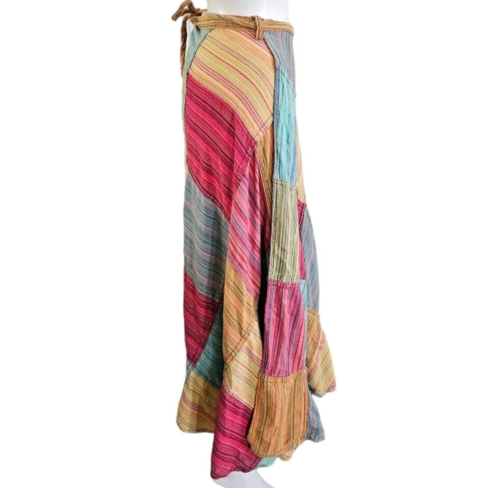Katmandu Imports Nepal Multicolored Patchwork Cotton Wrapper Skirt One Size Size undefined - Image 4