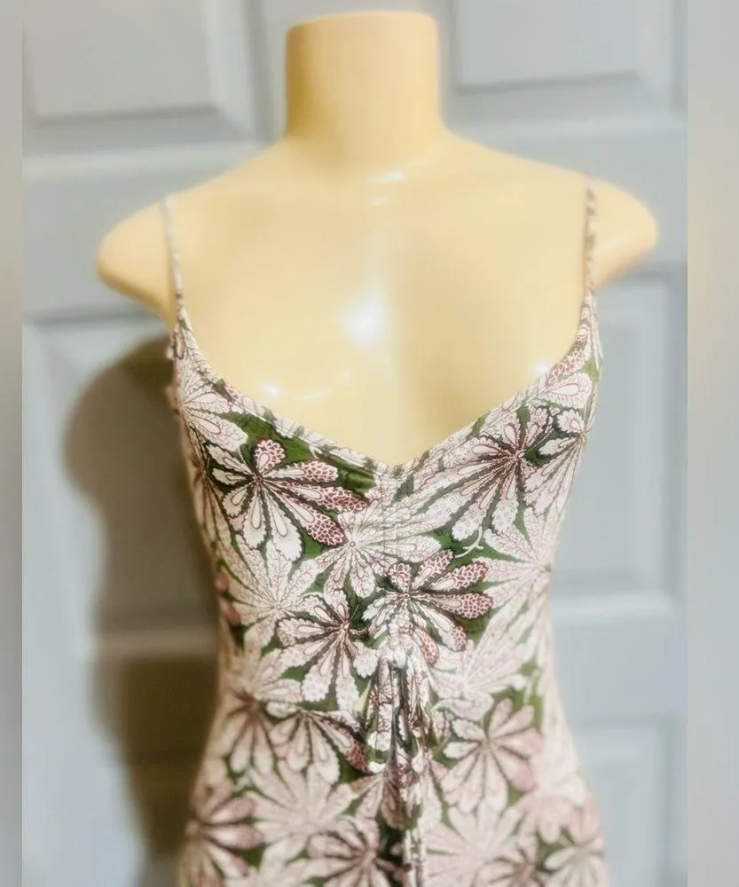 Anthropologie Jessie Cream & Green
Floral Cropped Wide Leg Jumpsuit size XS - Image 6