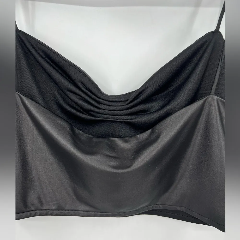 🆕 NWOT Superdown Revolve Cameron Tie Strap Crop Top Black Ruched Tank Top Large - Image 15