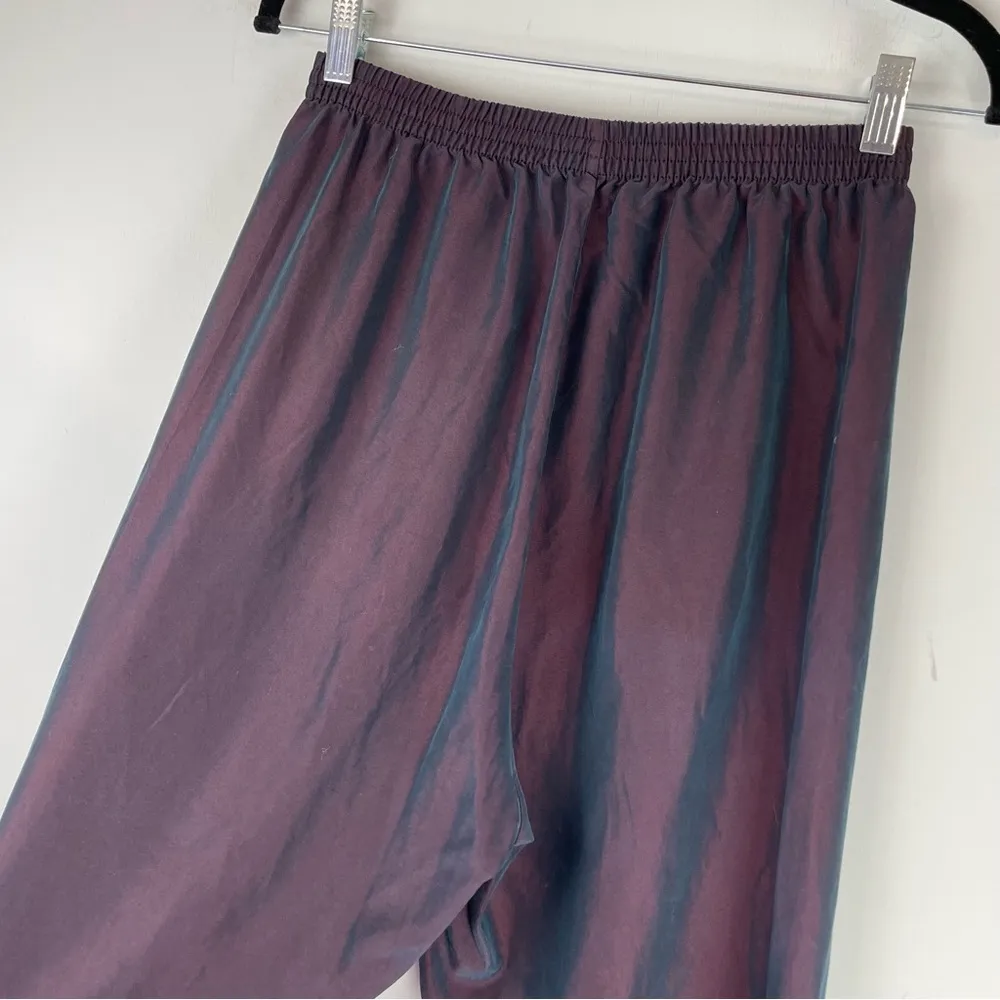 Vtg Y2K Holographic Trouser Pants High Rise Pull On Straight Wide Leg Sz Small Purple - Image 10