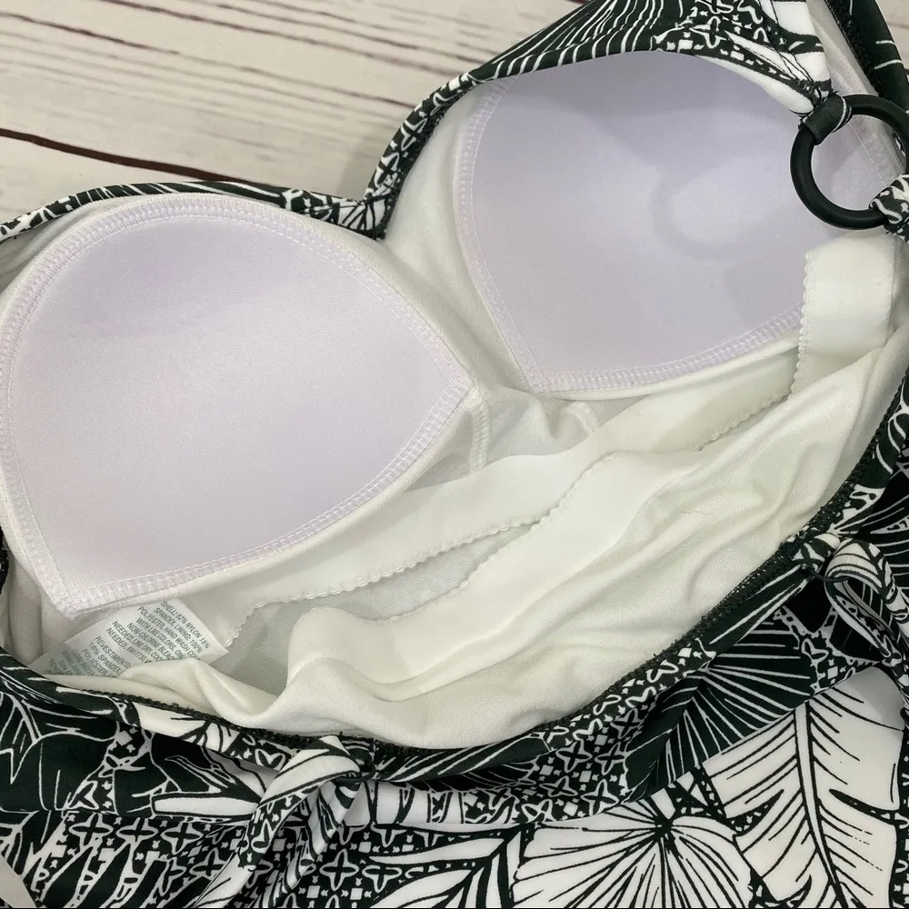 Kona Sol Leaf Print One Piece Swimsuit M - Image 5