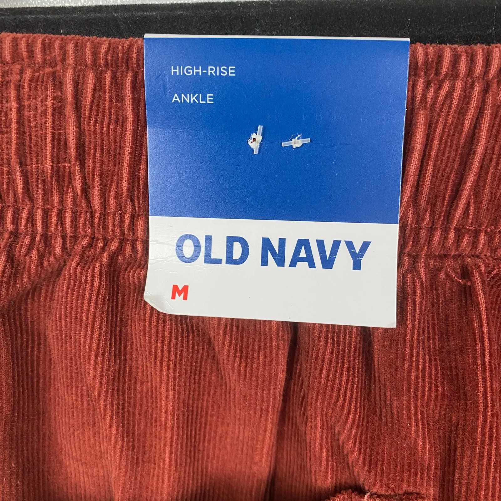 Old Navy Brick Red Corduroy High Rise Pull On Ankle Utility Pants Sz.M NWT - Image 12