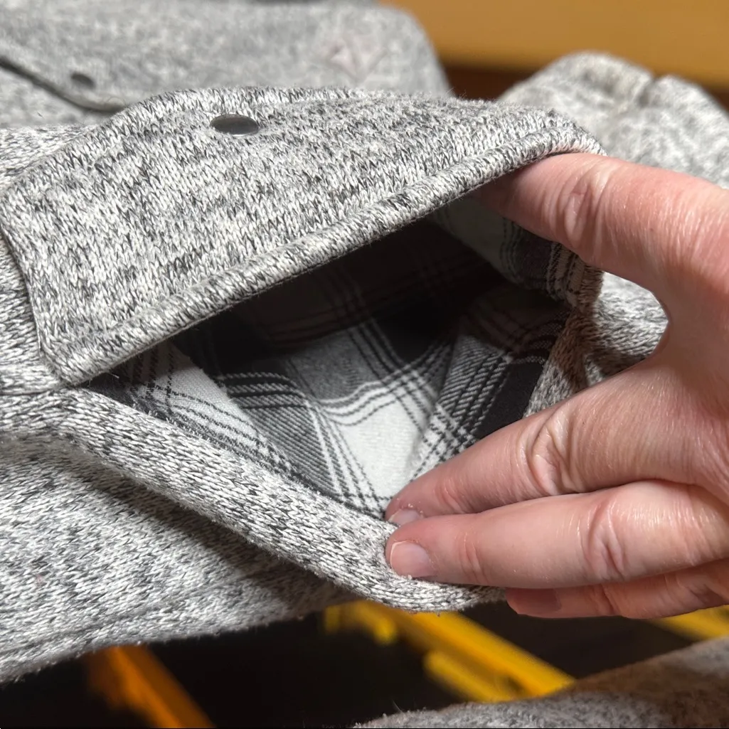 EDDIE BAUER ELBOW PATCHES HOODIE FLEECE SWEATER JACKET HEATHER GRAY SIZE MEDIUM - Image 15