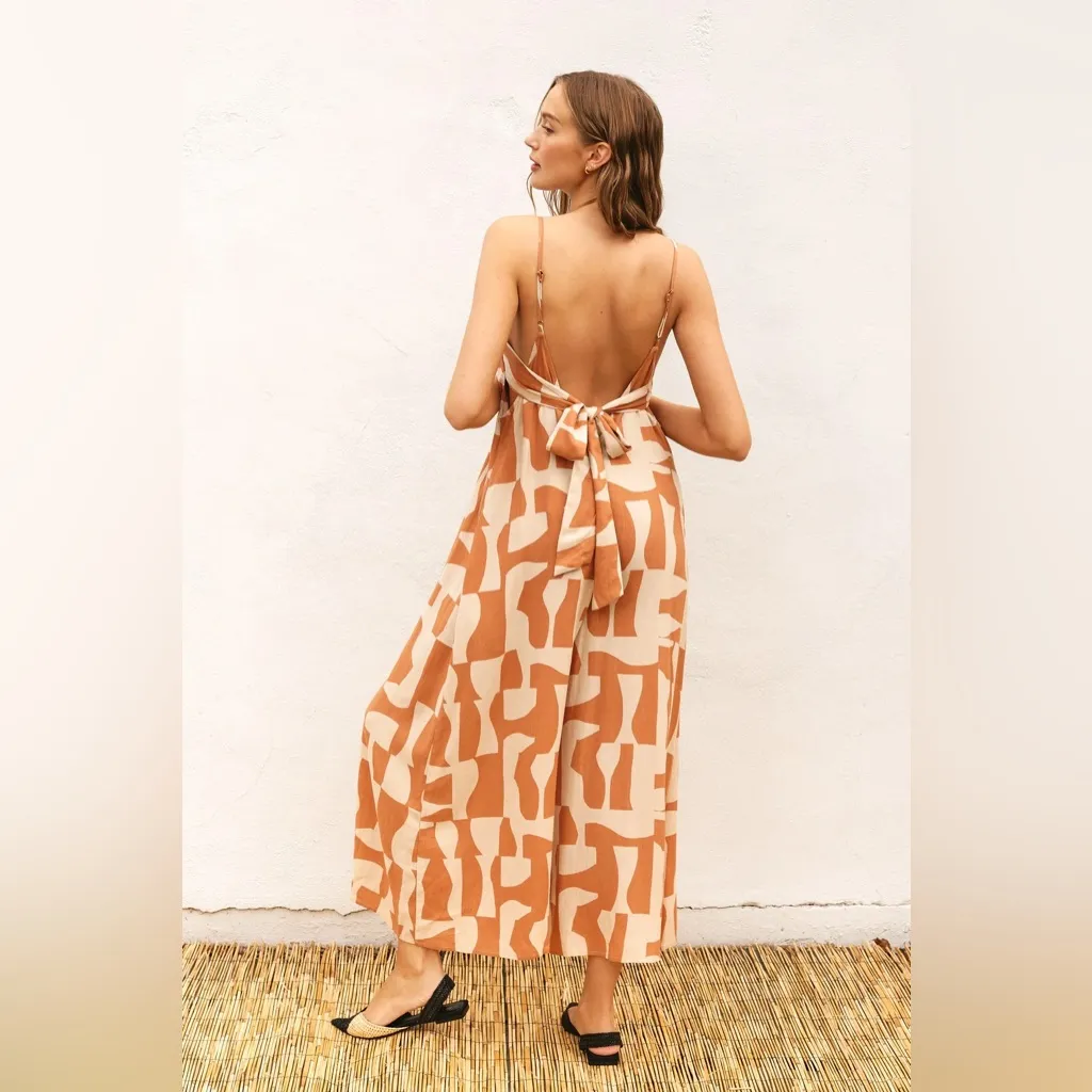 Boutique print orange and Cream Jumpsuit - Image 2