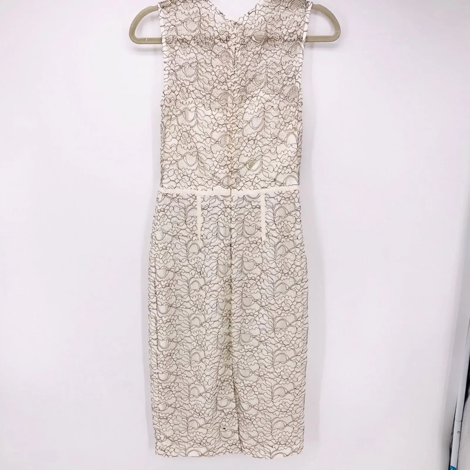 Jill Jill Stuart Love Glow Sheath Dress White Black Lace Illusion Neckline Sz 2 - Image 9